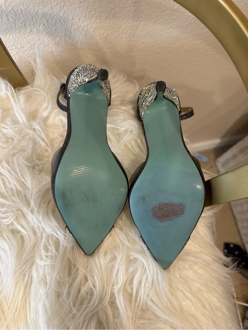 Betsey Johnson Black Crystal-Embellished Pointed-Toe Ankle-Strap Heels - Picture 11 of 12